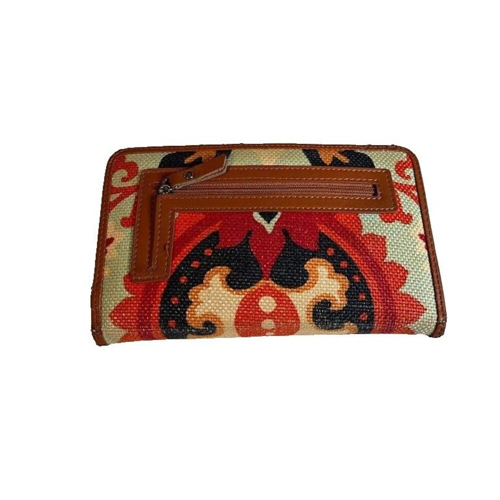 Spartina Linen & Leather Wallet Daufuskie Island Print Coastal Boho Chic Style*